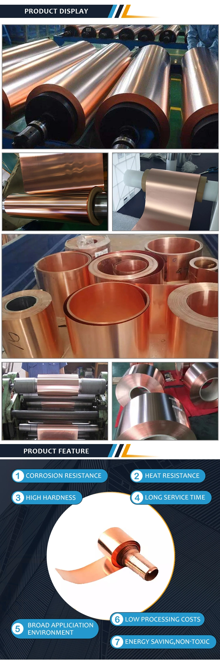 High Purity 99.9% Tin and Nickel Plated Copper Strip/Foil/Tape